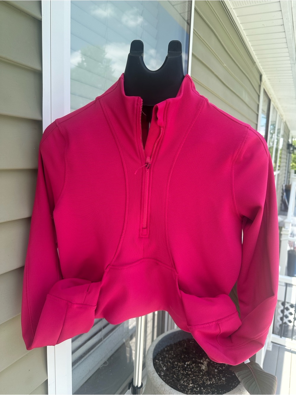 Hot Pink Quarter-Zip Pullover and shorts